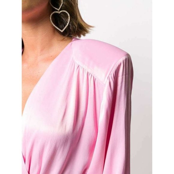 ROTATE Samantha Belted Satin Wrap Dress In Pink size 2 - Picture 6 of 12